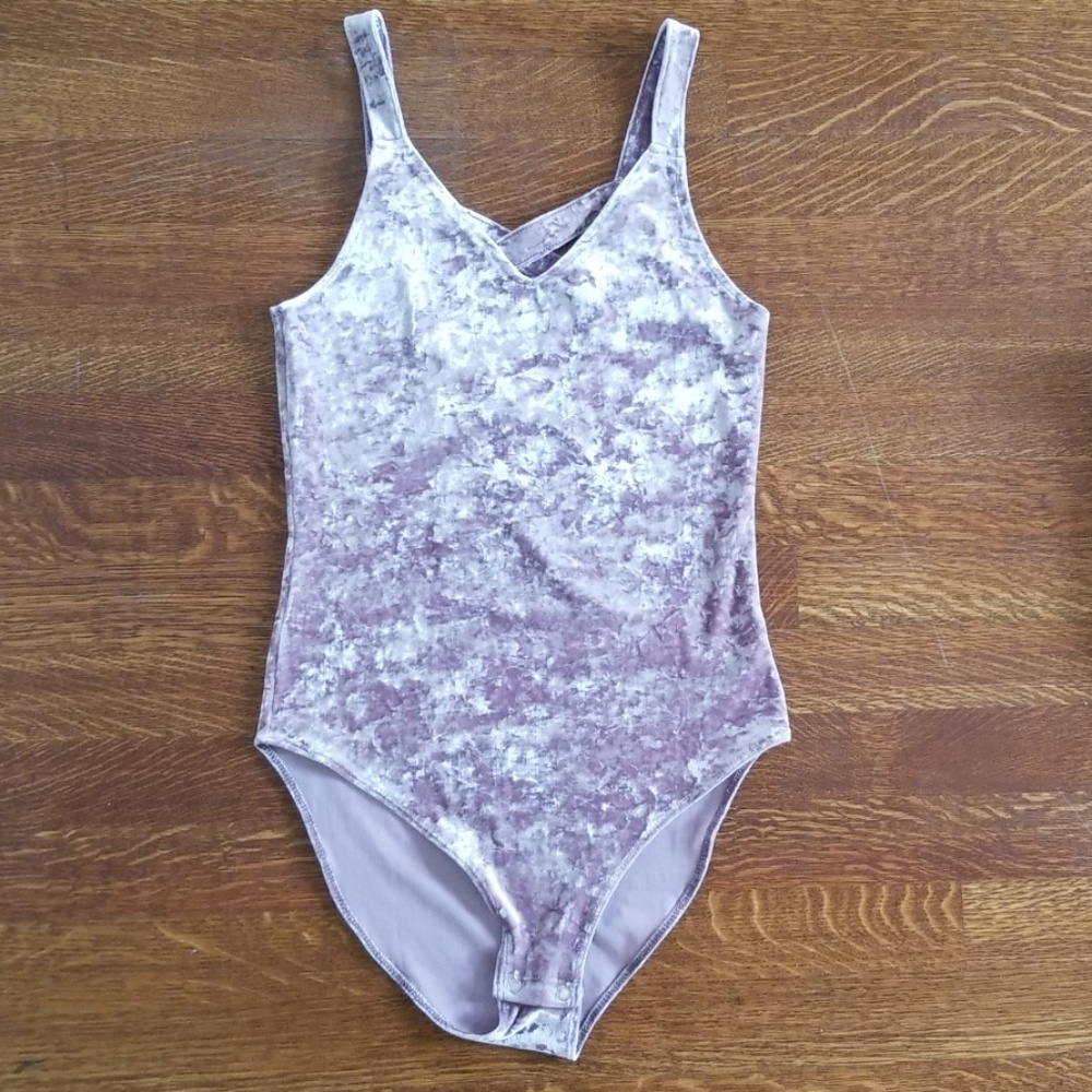 American Eagle Crushed Velvet Lilac Bodysuit